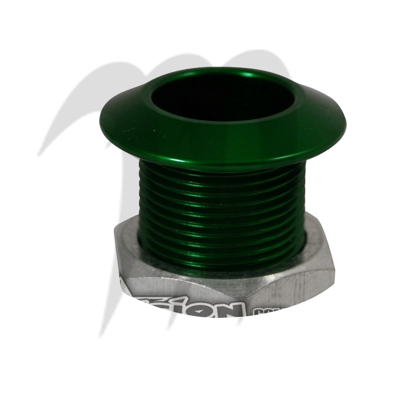 Boulon de remorquage en aluminium (vert) usiné par Blowsion